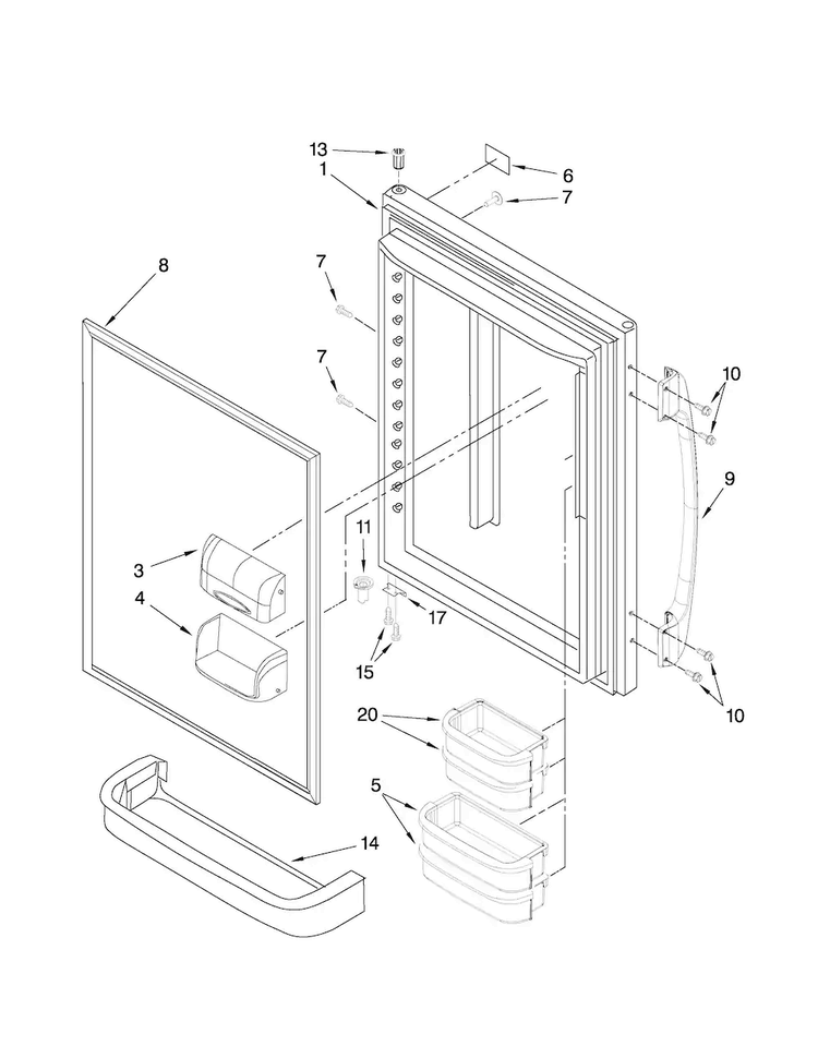 Refrigerator Door Parts Diagram and Parts List for ABB1922FEQ3  Amana Refrigerator