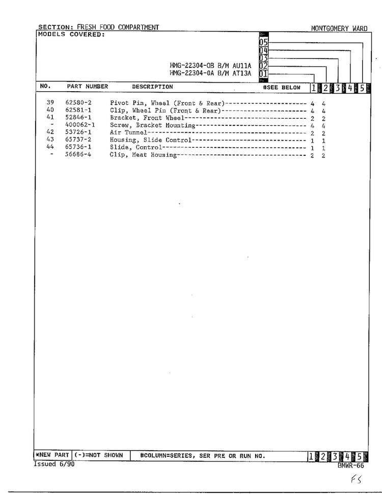 Fresh Food Compartment Page 3 Diagram and Parts List for 22304-0B  Admiral Refrigerator