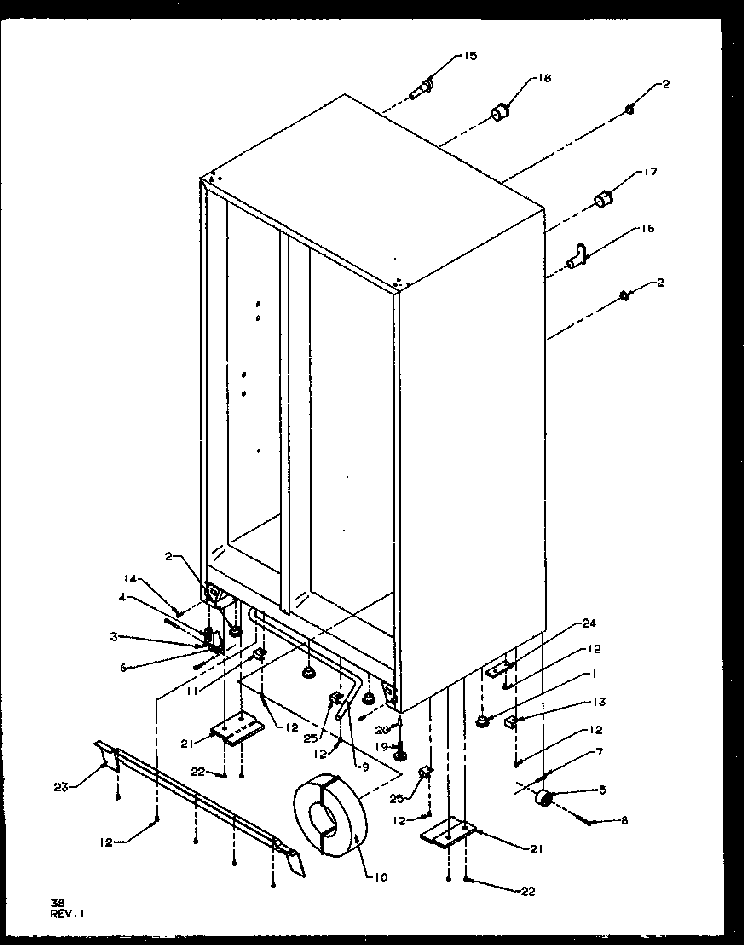 Drain And Rollers Diagram and Parts List for SZD25N2E-P1162431WE  Amana Refrigerator