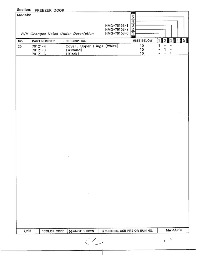 Freezer Door Page 3 Diagram and Parts List for 79153-0B  Admiral Refrigerator