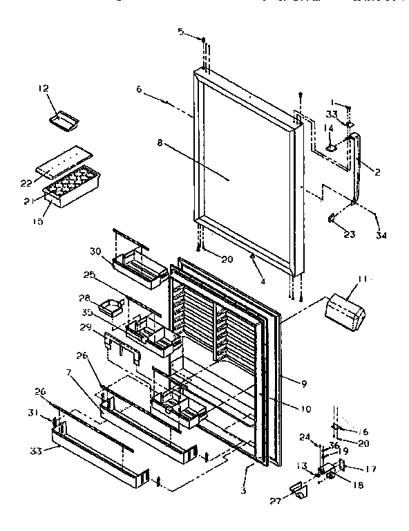 Refrigerator Door Diagram and Parts List for TR21S4L-P1196104WL  Amana Refrigerator