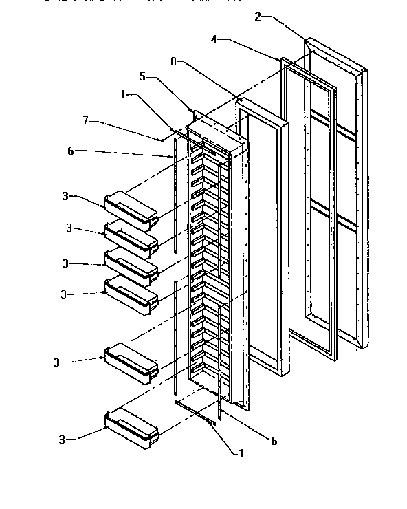 Freezer Door Diagram and Parts List for SX22SE-P1190201WE  Amana Refrigerator