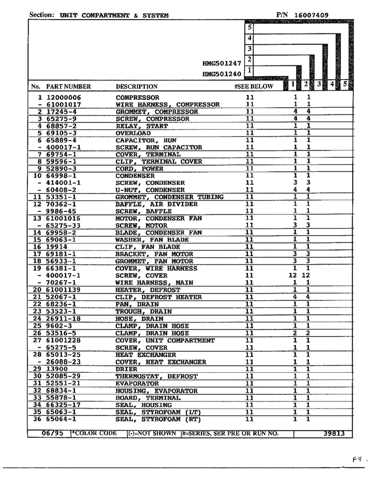 Unit Compartment And System Page 2 Diagram and Parts List for 501247  Admiral Refrigerator