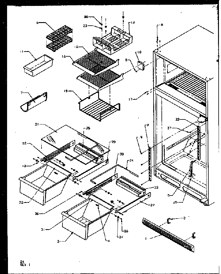 Shelves Diagram and Parts List for TS18RBW-P1158407WW  Amana Refrigerator