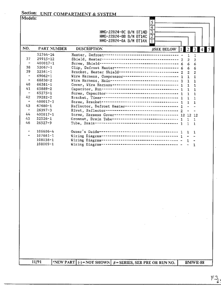 Unit Compartment And System Page 3 Diagram and Parts List for 22824-0B  Admiral Refrigerator