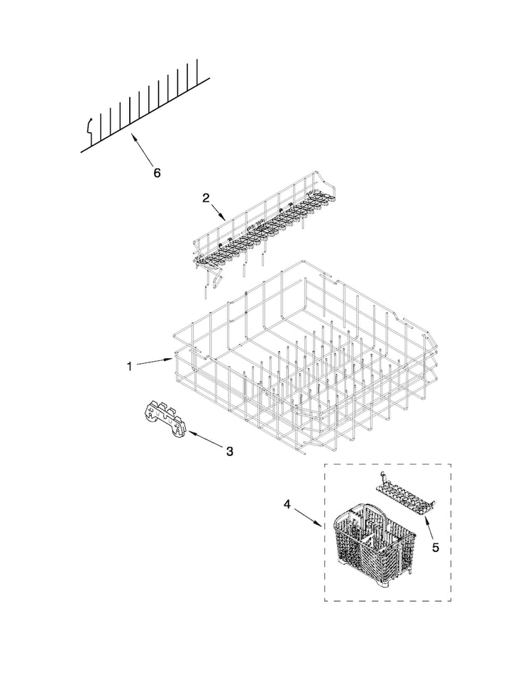Lower Rack Parts Diagram and Parts List for MDB8959AWW0  Maytag Dishwasher
