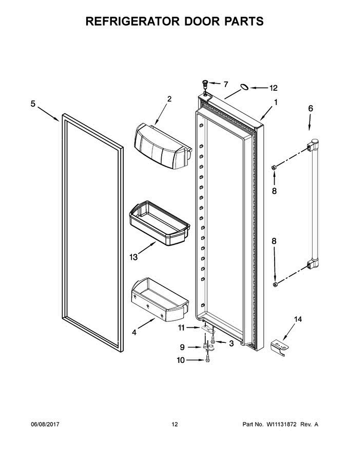 07 - Refrigerator Door Parts Diagram and Parts List for MSS26C6MEZ00  Maytag Refrigerator