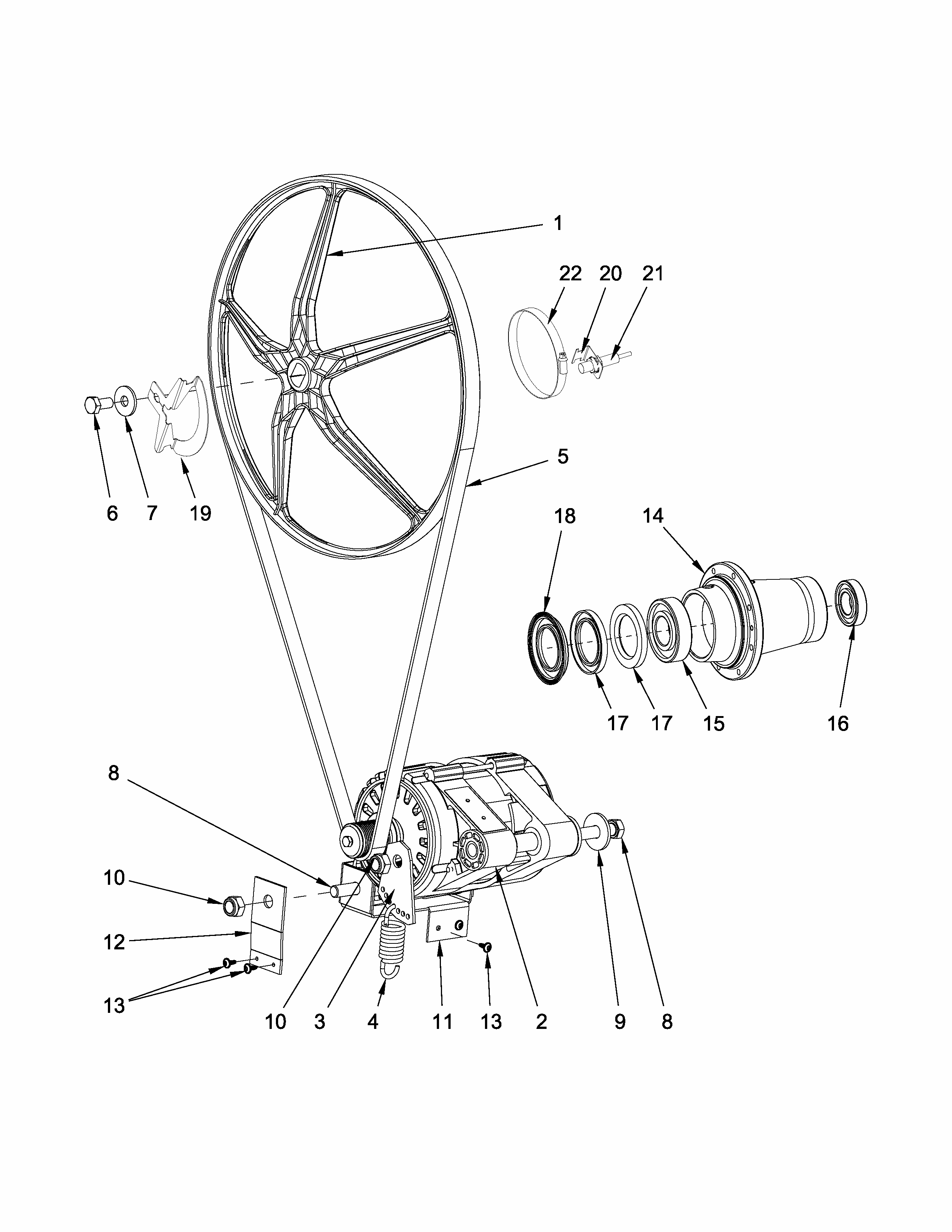 Drive Parts Diagram and Parts List for MXR25PDATS  Maytag Washer