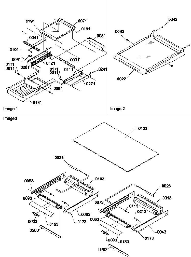Shelving And Crisper Assemblies Diagram and Parts List for TR525VW-P1322701WW  Amana Refrigerator