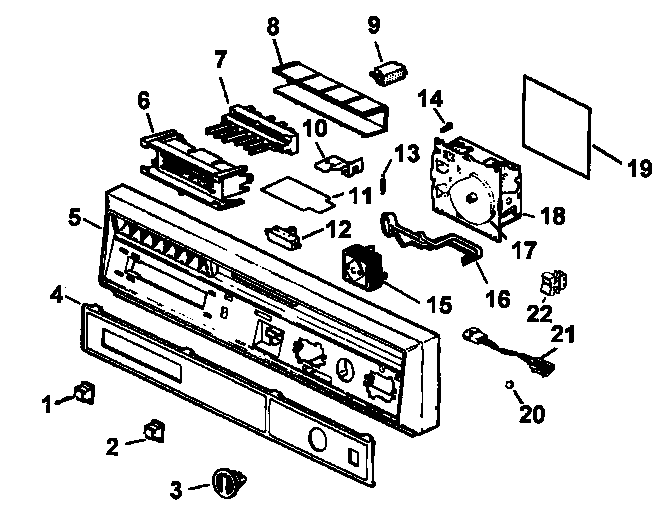 Control Panel Diagram and Parts List for CDU600C-P1188317W  Caloric Dishwasher