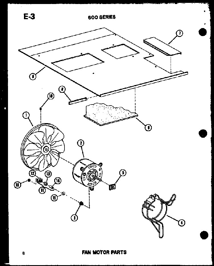 Fan Motor Parts Diagram and Parts List for ES614-2S P67119-15R Amana Air Conditioner