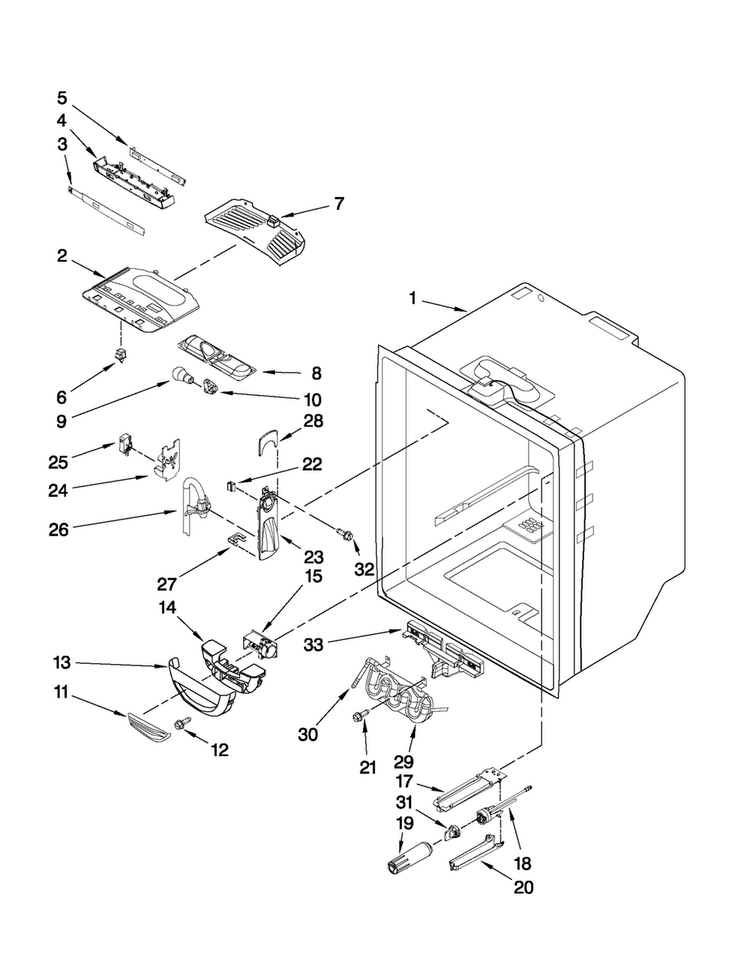 Refrigerator Liner Parts Diagram and Parts List for MFC2061KES10  Maytag Refrigerator