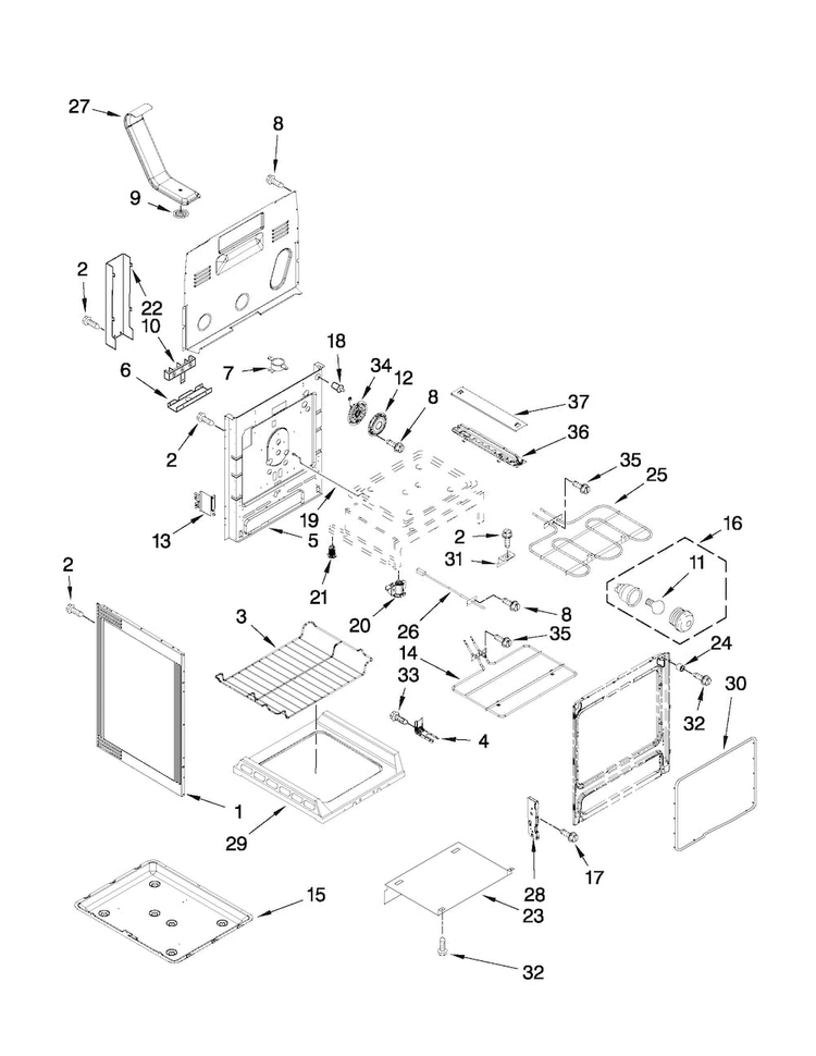 Chassis Parts Diagram and Parts List for MIR8890AS0  Maytag Range