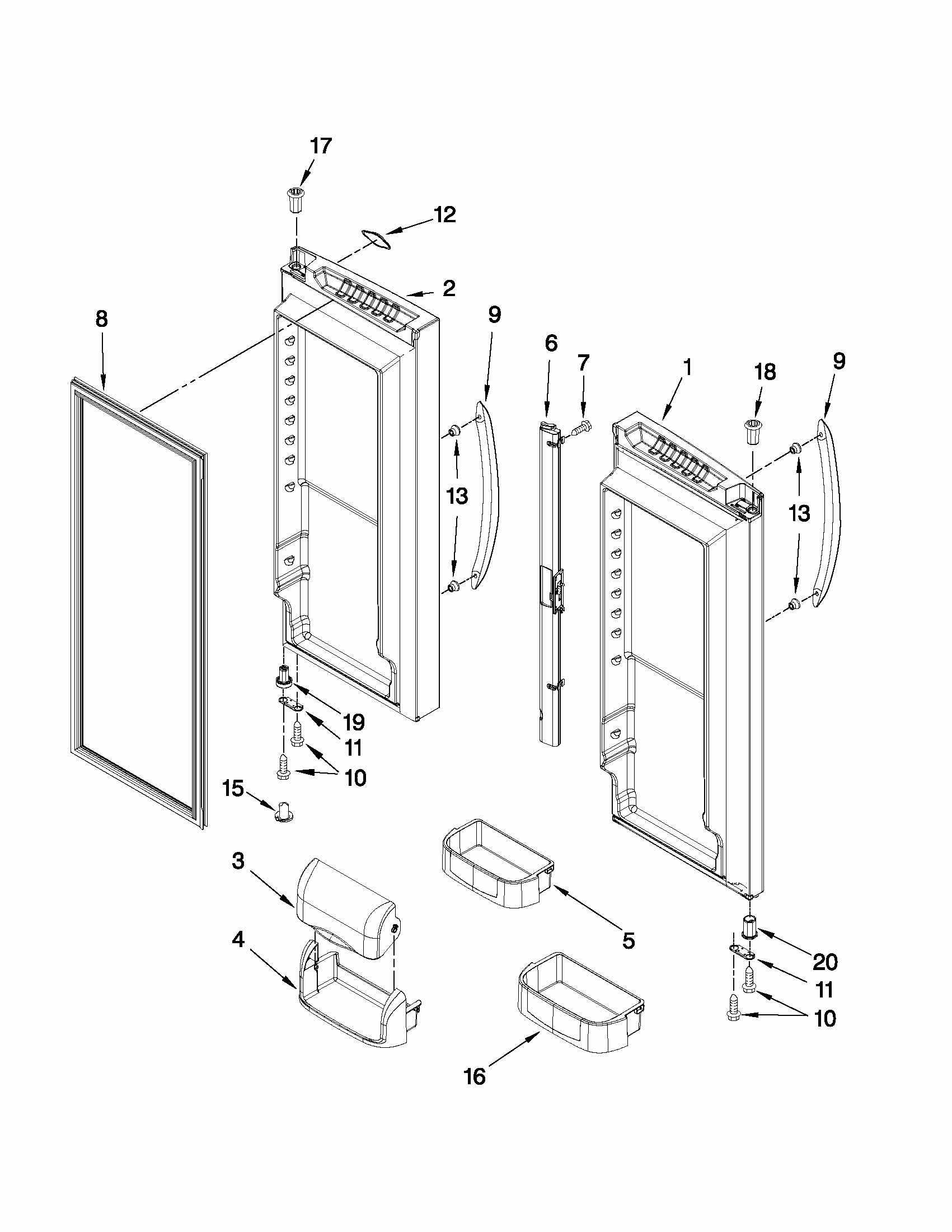 Refrigerator Door Parts Diagram and Parts List for G32026PEKS9  Maytag Refrigerator