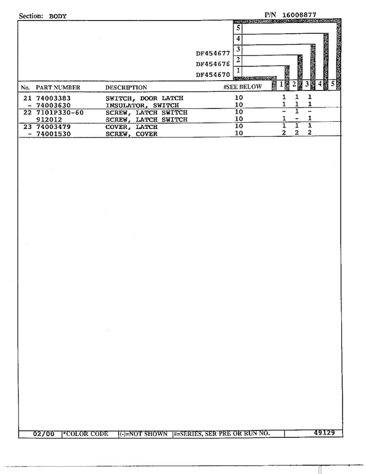 Door/drawer Diagram and Parts List for DF454670  Magic Chef Range