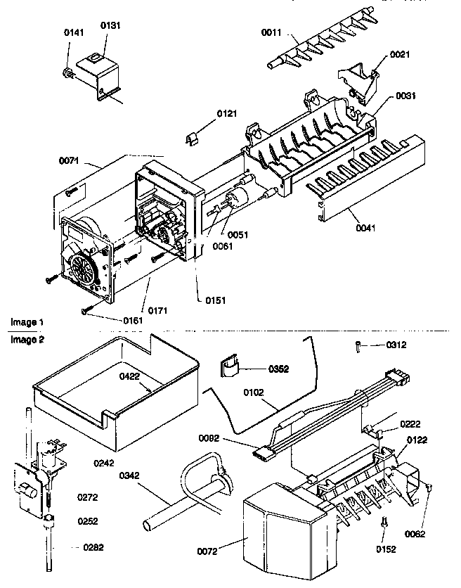 Ice Maker Assembly Diagram and Parts List for 77277-P1311201WL  Amana Refrigerator