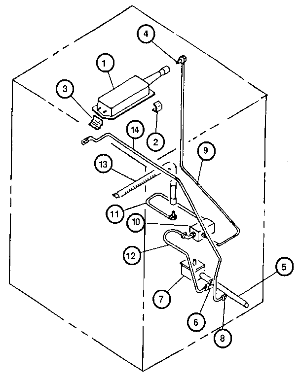 Gas Components Diagram and Parts List for RST378NW  Caloric Range