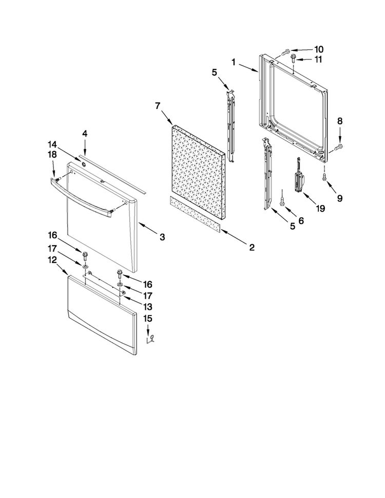 Oven Door And Drawer Parts Diagram and Parts List for AEP200VAW1  Amana Range
