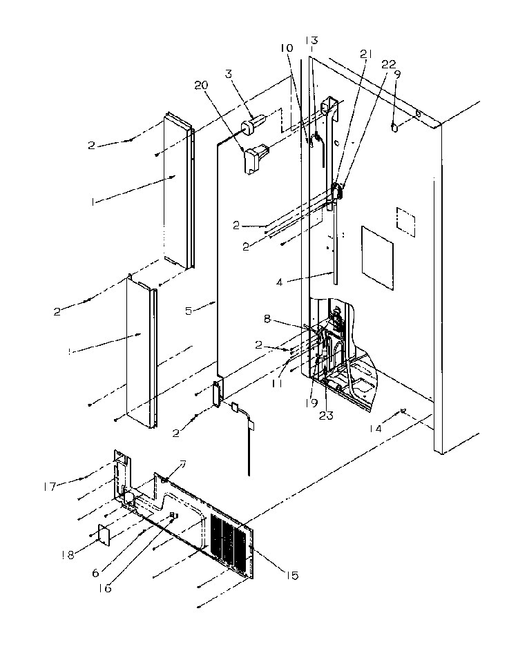 Cabinet Back Diagram and Parts List for TX22S3L-P1196002WL  Amana Refrigerator
