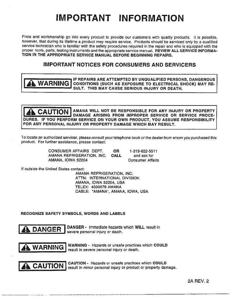 Information Page Diagram and Parts List for PC3EW P117781R Amana Air Conditioner