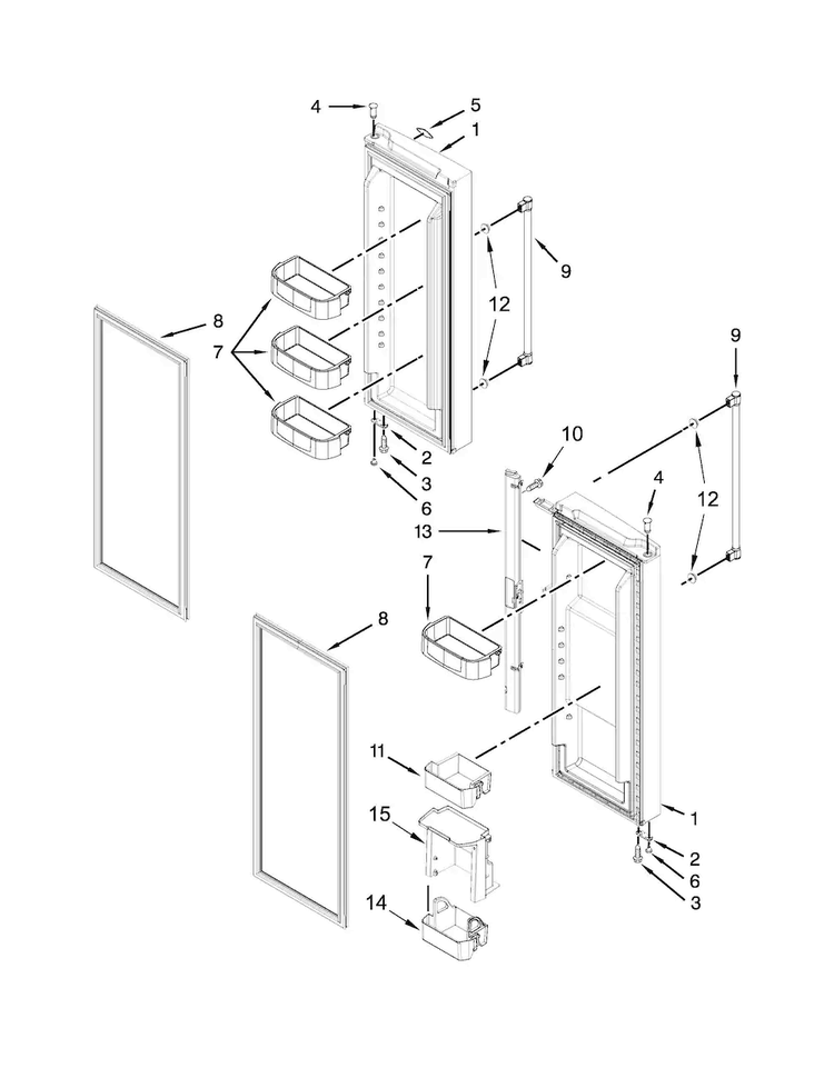 Refrigerator Door Parts Diagram and Parts List for MFF2055DRE00  Maytag Refrigerator