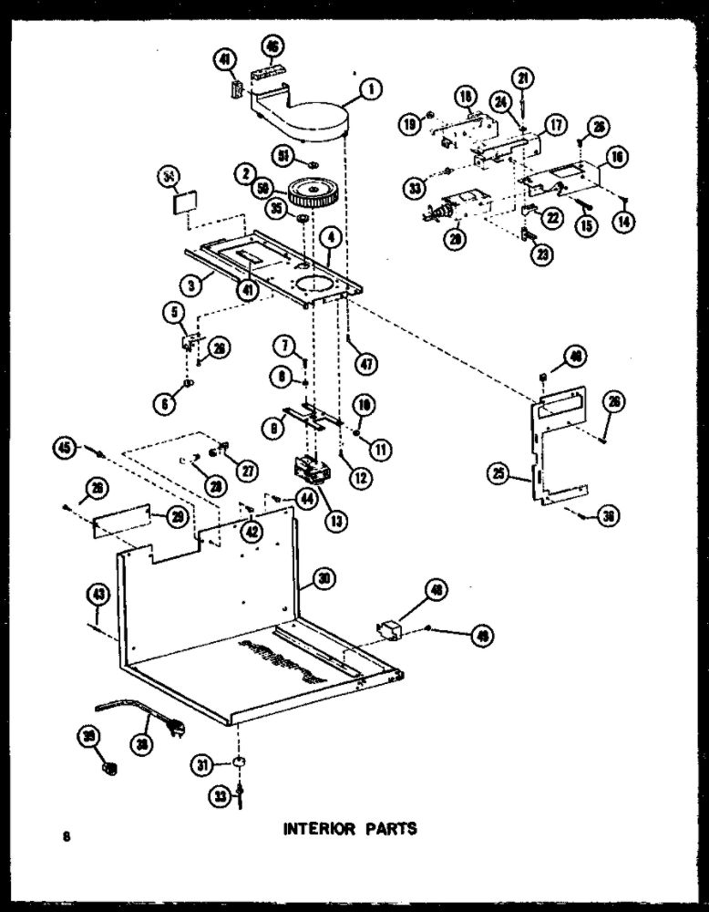 Interior Parts 2 Diagram and Parts List for RR-8 P72910-1M Amana Microwave
