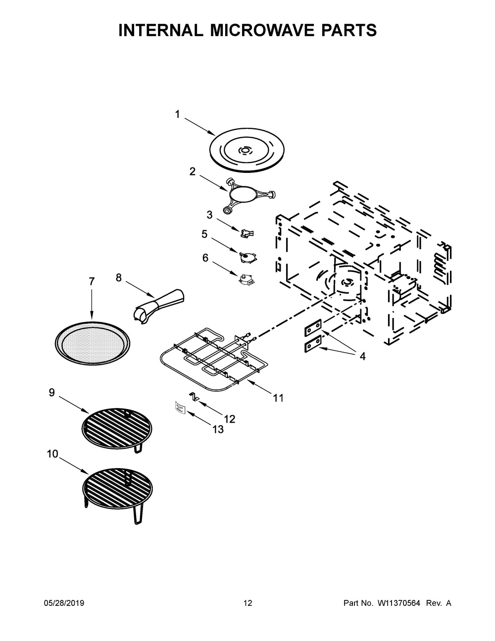 Internal Microwave Parts Diagram and Parts List for JMW3430IL02  Maytag Microwave Oven Combo