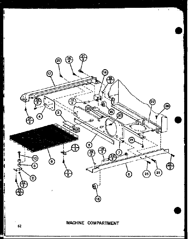 Machine Compartment Diagram and Parts List for IMP2800A-P77314-1W  Amana Refrigerator