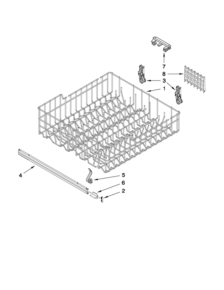 Upper Rack And Track Parts Diagram and Parts List for ADB1400AWQ5  Amana Dishwasher