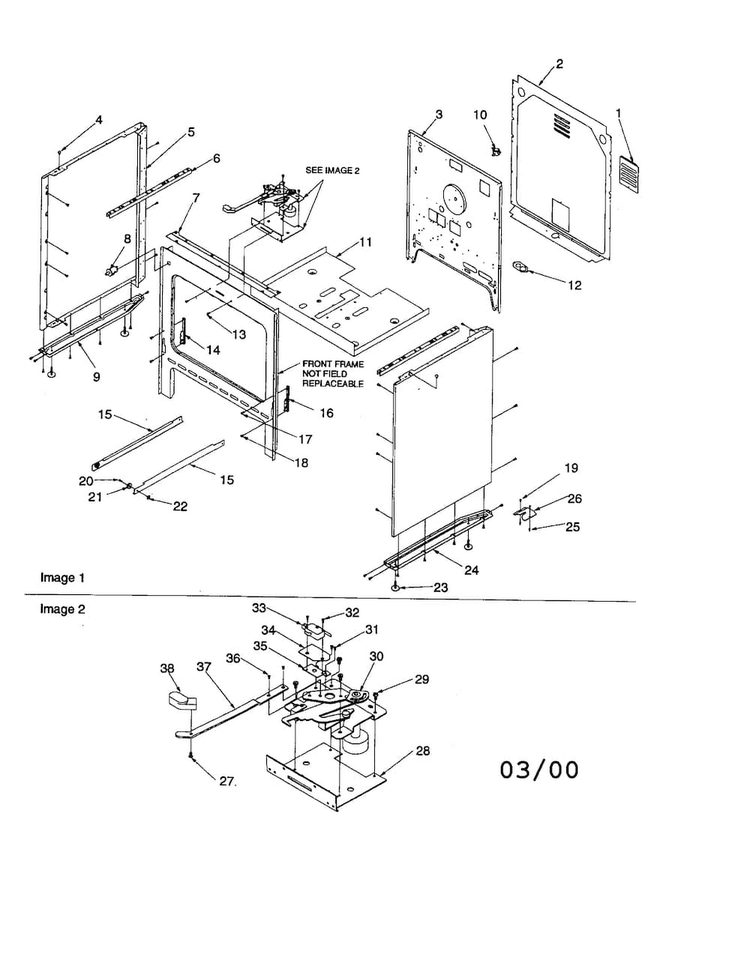Cabinet Diagram and Parts List for ART6113E P1143688NE Amana Range