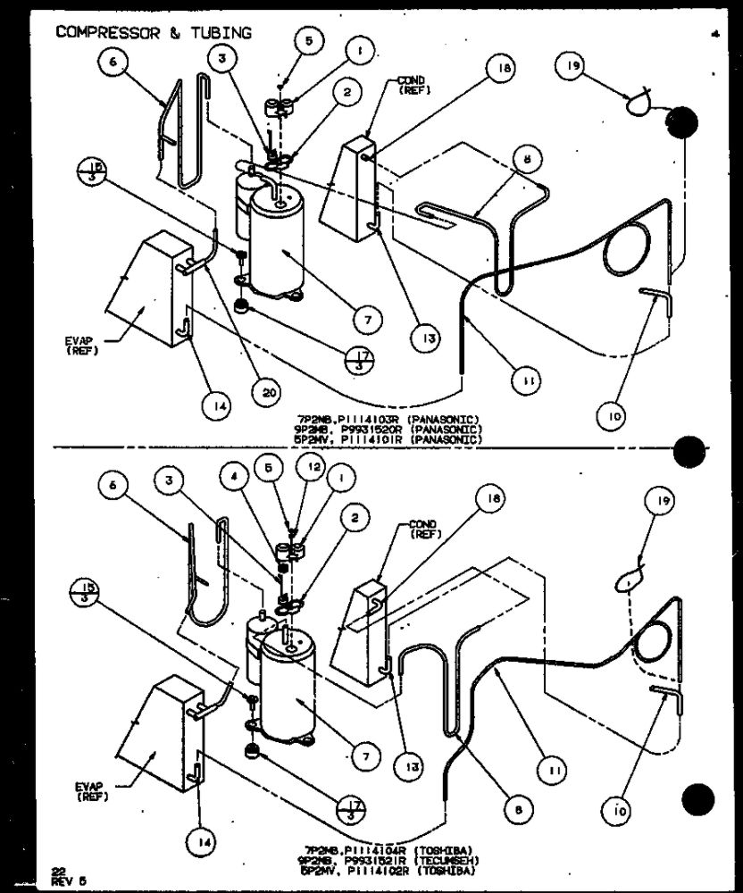 Compressor And Tubing Or And Tubing Diagram and Parts List for 7P2MB P1114103R Amana Air Conditioner