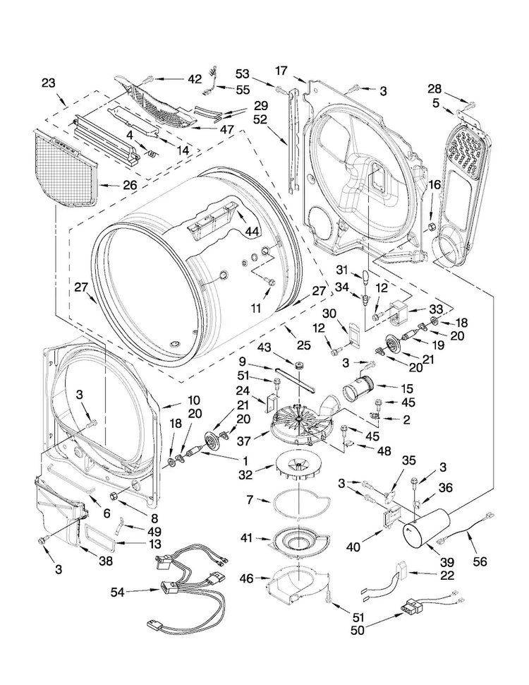 Bulkhead Parts Diagram and Parts List for MGDB200VQ1  Maytag Dryer