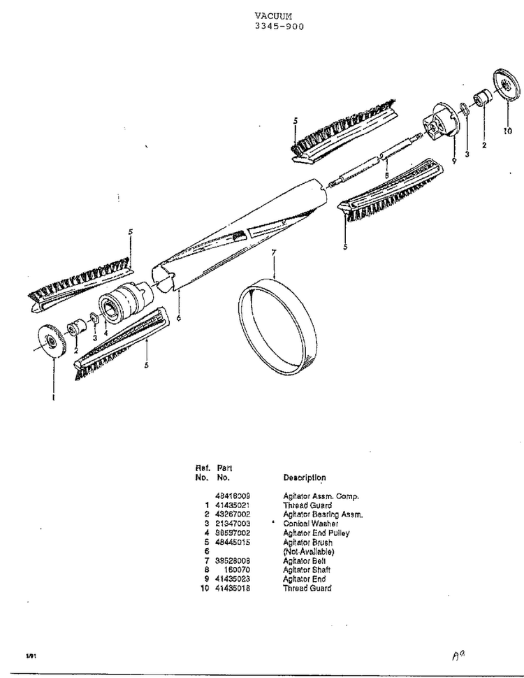 Vacuum Page 6 Diagram and Parts List for U3345-900  Hoover Upright Vacuum