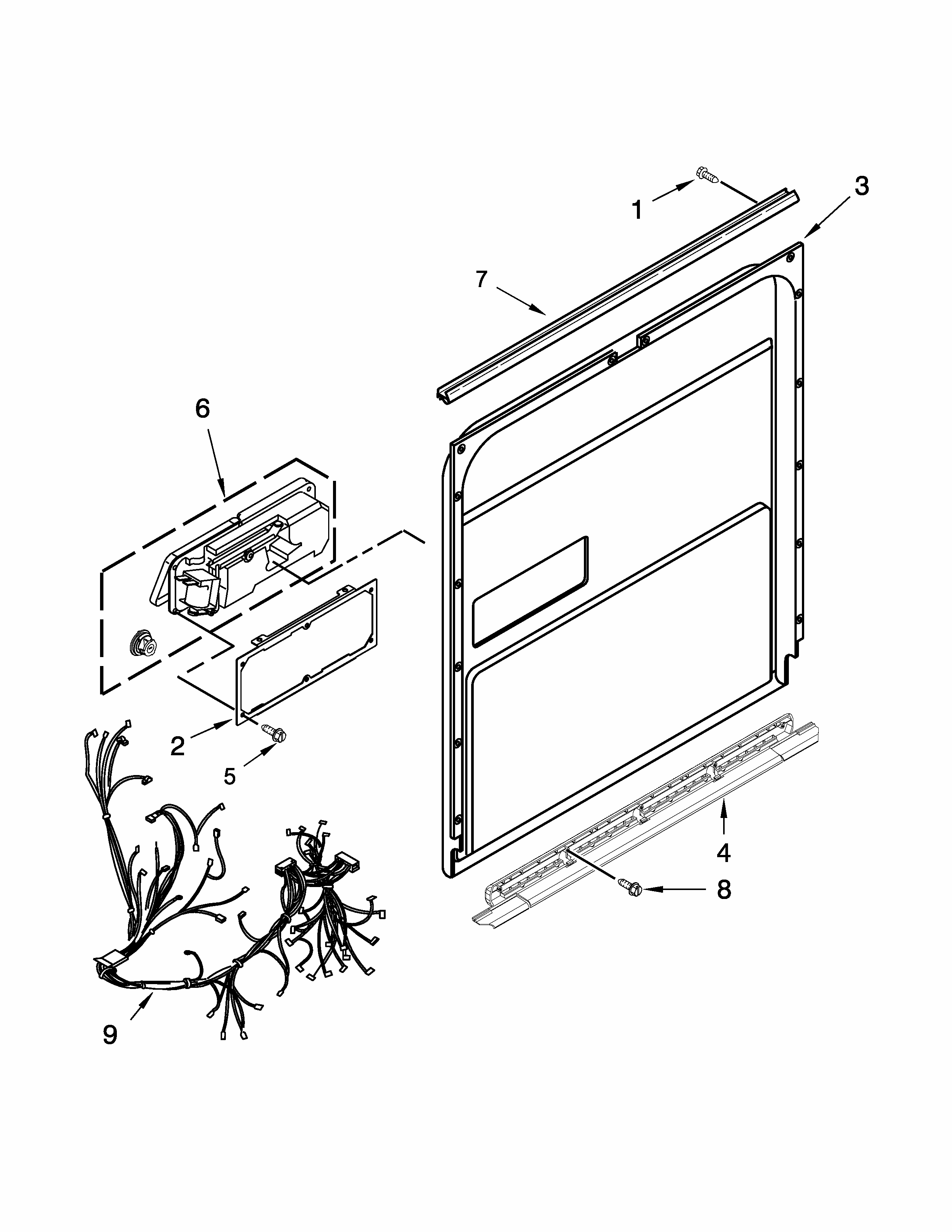 Inner Door Parts Diagram and Parts List for MDB5969SDH0  Maytag Dishwasher