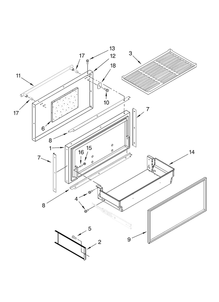 Freezer Door And Basket Parts Diagram and Parts List for JF42SEFXDB00  Jenn-Air Refrigerator