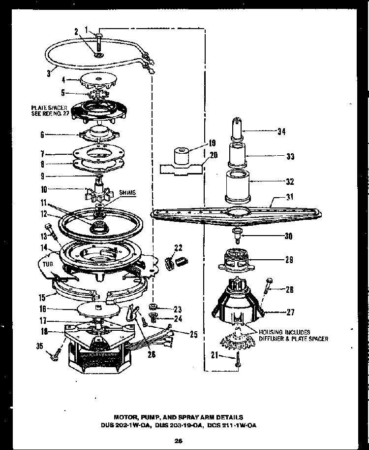 Section 12 Diagram and Parts List for DCS211-1L-OA  Caloric Dishwasher