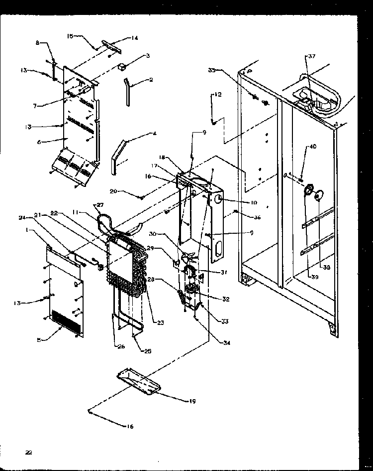 Evaporator And Air Handling Diagram and Parts List for SBI20NW-P1162902WW  Amana Refrigerator