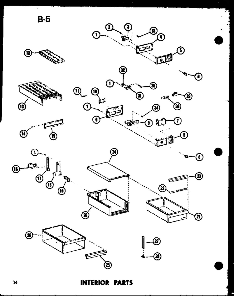 Interior Parts Diagram and Parts List for TC18F-G-P75288-5WG  Amana Refrigerator