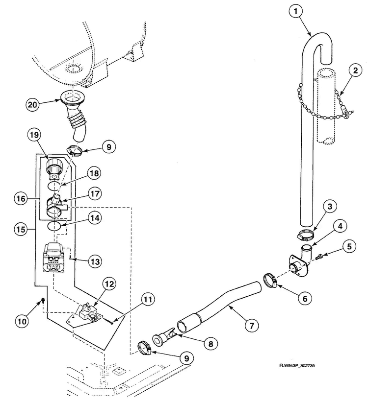 Pump Assy Diagram and Parts List for SWFX71NN3000  Speed Queen Washer