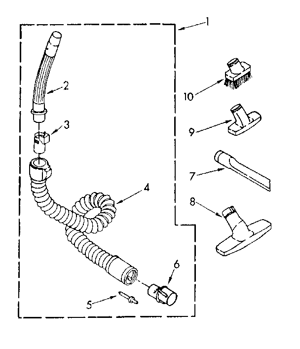Hose And Attachment Parts Diagram and Parts List for 1162532080  Kenmore Filters & Accessories