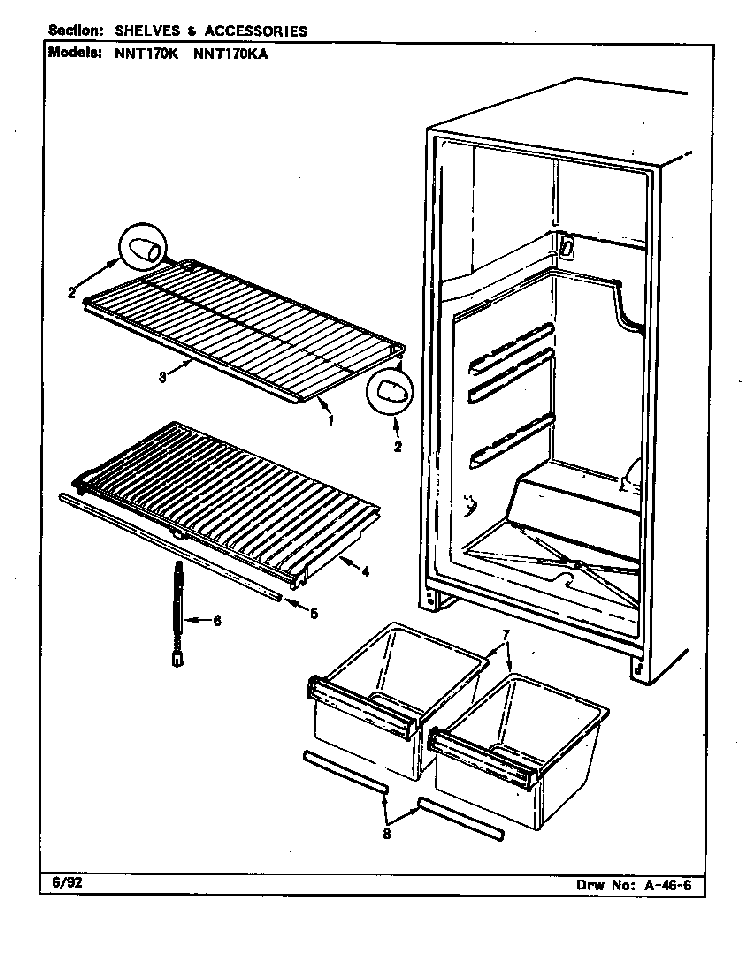 Shelves & Accessories Diagram and Parts List for NNT170KA CC29A Maytag Refrigerator