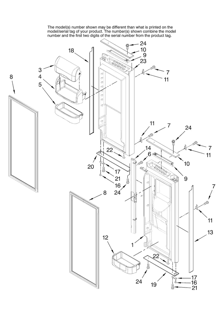 Refrigerator Door Parts Diagram and Parts List for JFC2089HTB12  Jenn-Air Refrigerator