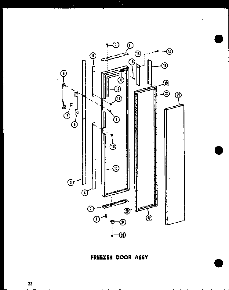 Freezer Door Assy Diagram and Parts List for SRN22N-C-P60230-64WC  Amana Refrigerator