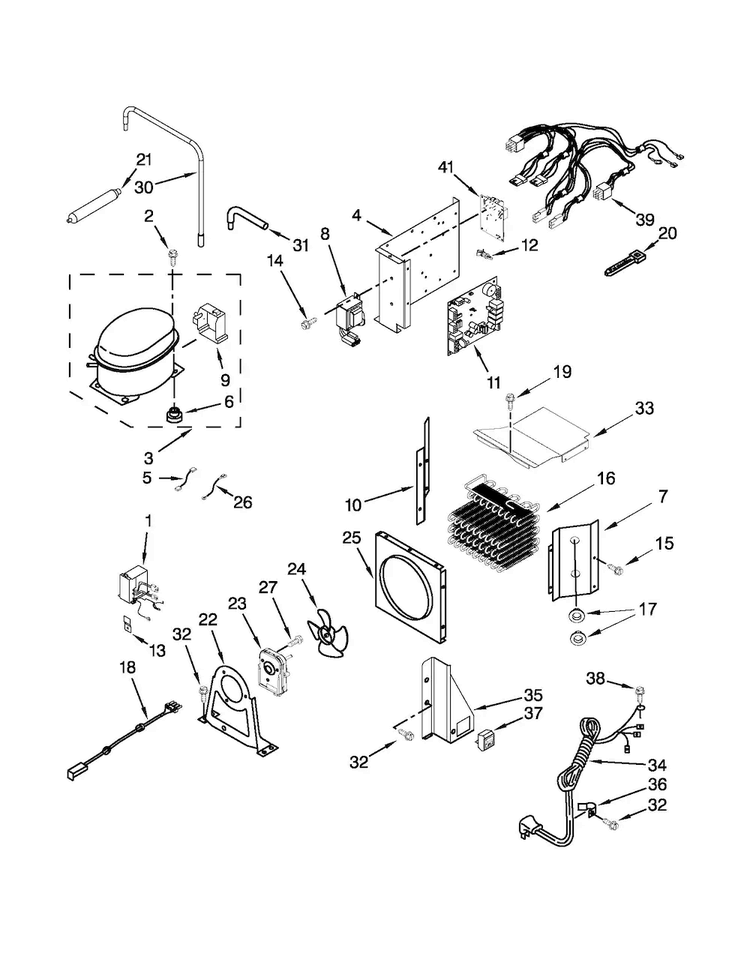Upper Unit Parts Diagram and Parts List for JB36SSFXLA02  Jenn-Air Refrigerator
