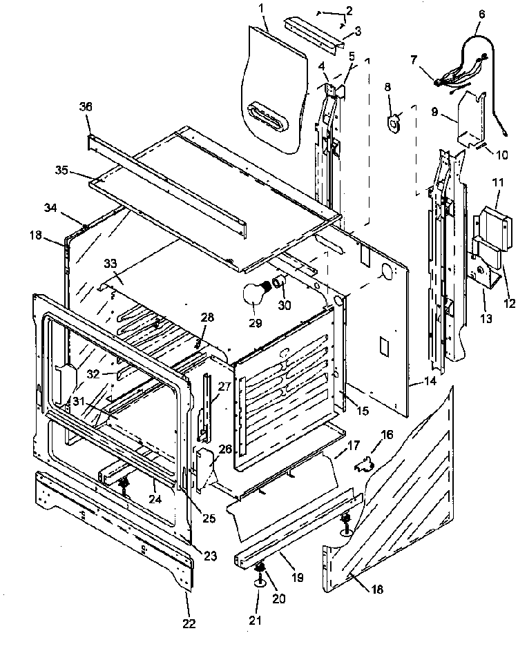 Cabinet Assembly Diagram and Parts List for RLN367UL P1143198NL Caloric Range