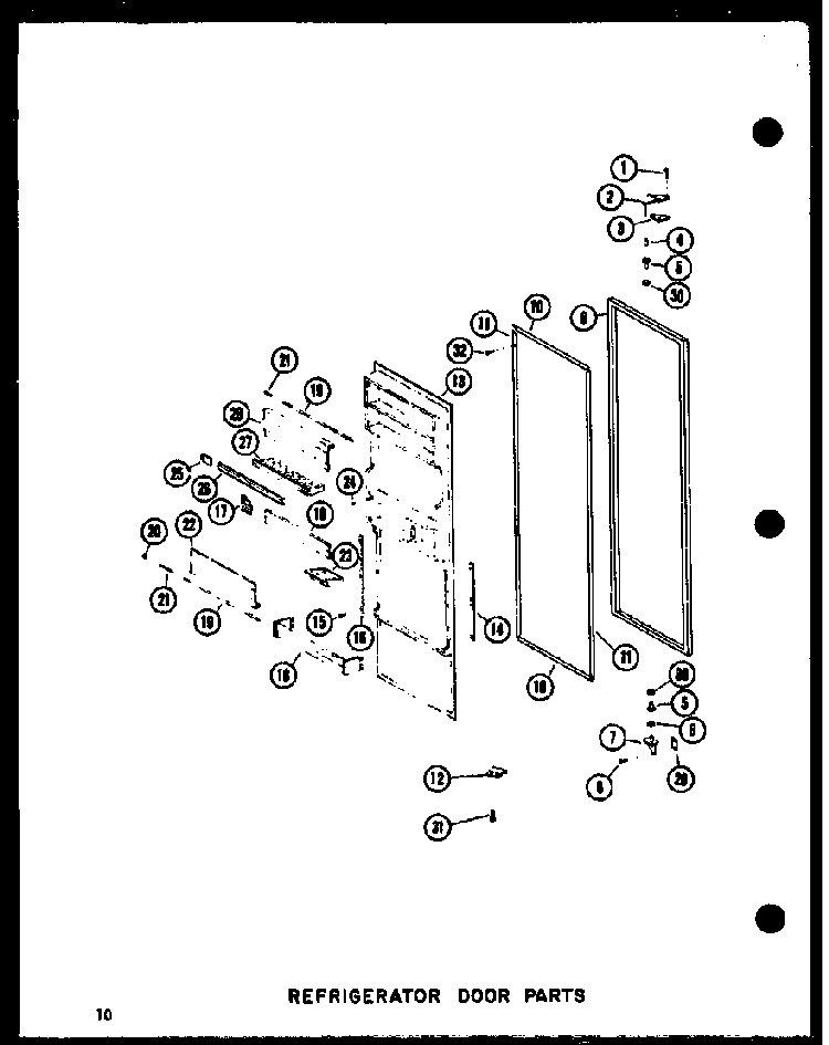 Refrigerator Door Parts Diagram and Parts List for SRI19E-L-P74100-5WL  Amana Refrigerator