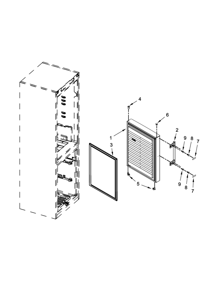 Freezer Door Parts Diagram and Parts List for MBZ1153BES00  Maytag Refrigerator