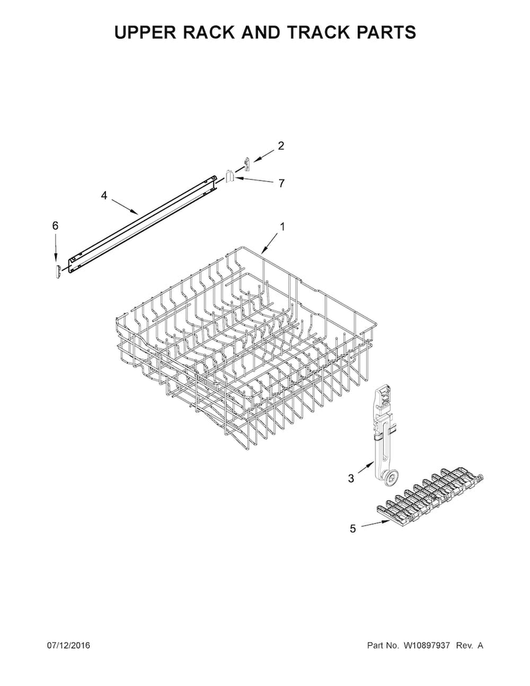 Upper Rack And Track Parts Diagram and Parts List for MDB4949SDH3  Maytag Dishwasher