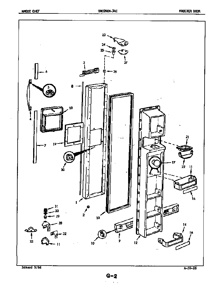 Freezer Door Diagram and Parts List for CRC24EA-3AI-5M75B  Magic Chef Refrigerator