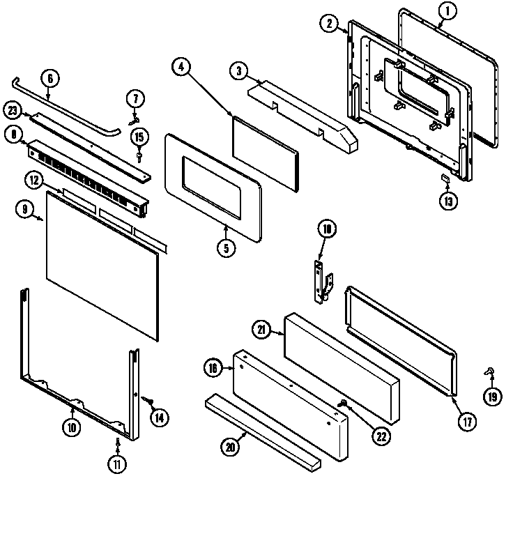 Door/drawer Diagram and Parts List for CRG7500CGL  Maytag Range